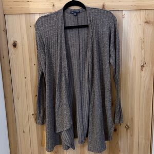 American Eagle Outfitters Ribbed Open Front Cardigan in Brown